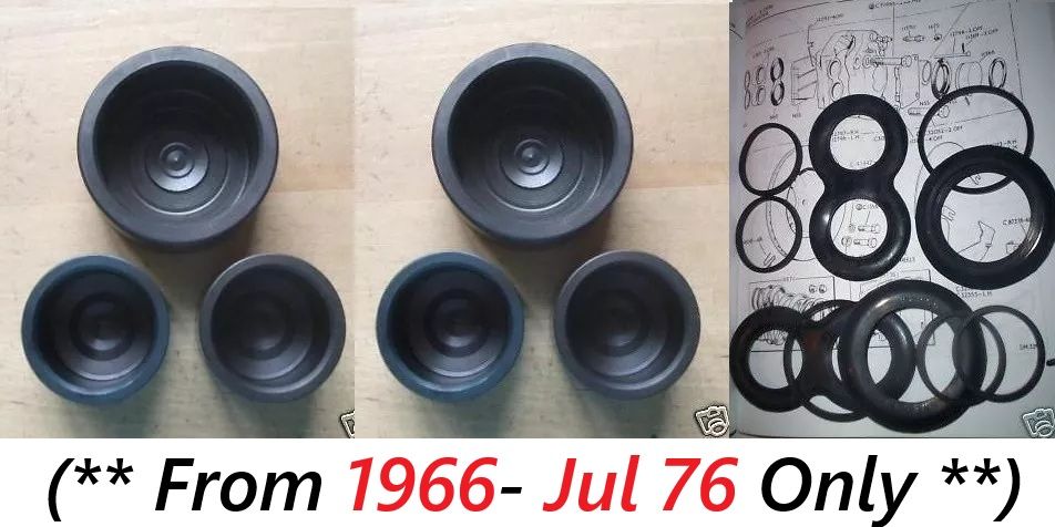 FRONT BRAKE CALIPER PISTONS & SEALS x6 (Reliant Scimitar 2.5 & 3.0) (SE4a, SE4b, SE4c, SE5, SE5a, SE6) (Sep 1966- 76)   